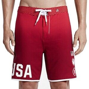 Hurley Men's Red Phantom USA Olympic Team Board Surf Swim Shorts Size 30